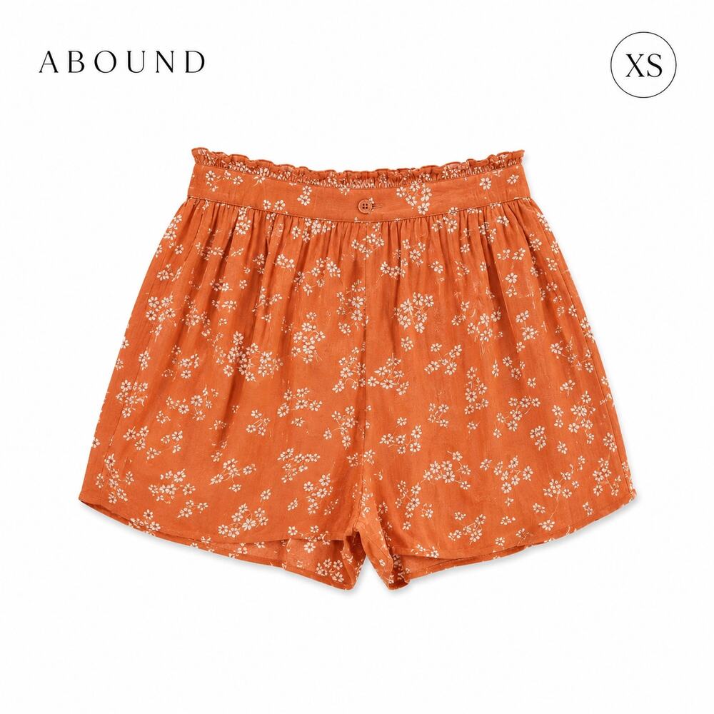 Abound Moxie Floral Rust Pink High Waisted Pull On Shorts Size XS